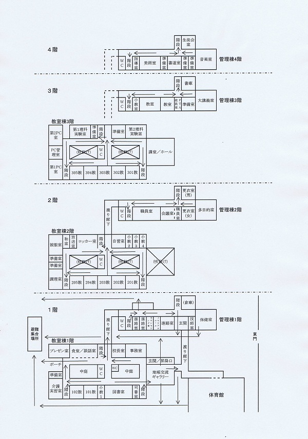 宮城県田尻さくら高等学校避難経路図